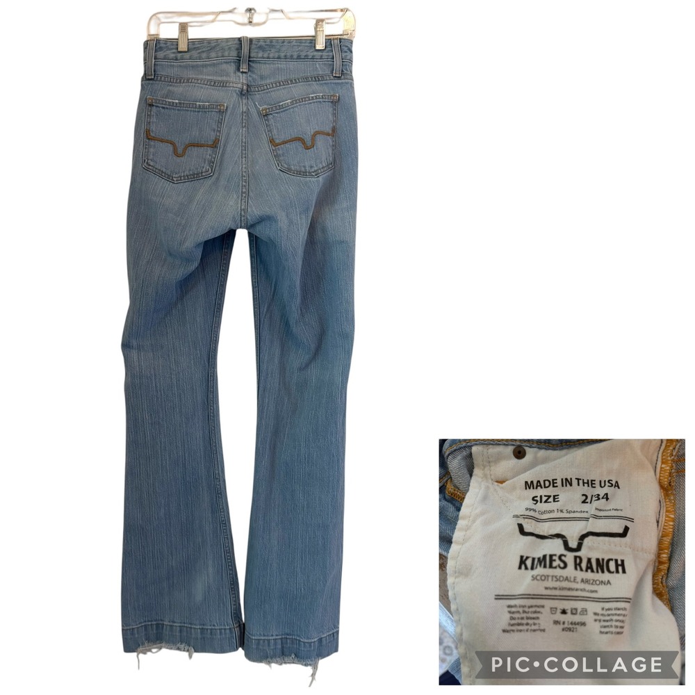 Kimes Ranch Jennifer Flare Jeans Western Distressed High Rise 2/34 USA Fit 27x33